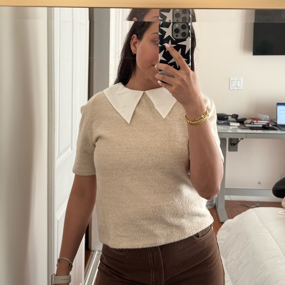 Zara Fleece Short Sleeve Shirt with Collar